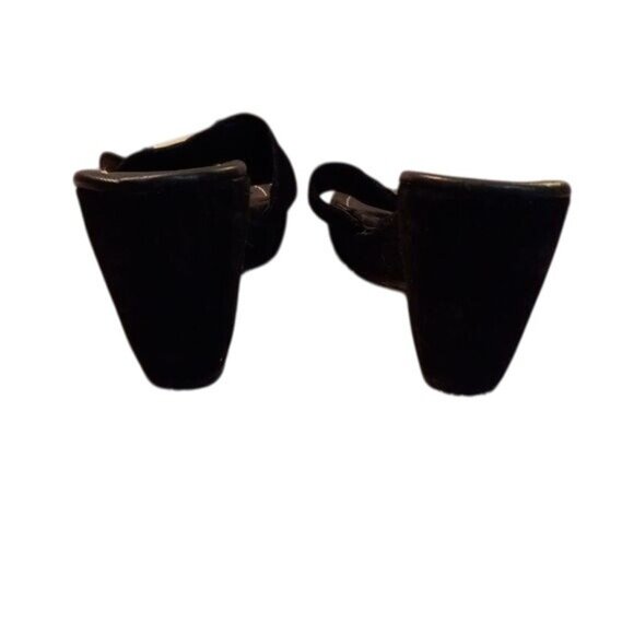 Donald J Pliner 9 M Womens Wedge Sandals Black Leather Suede Slide Buckle Italy - Picture 3 of 11